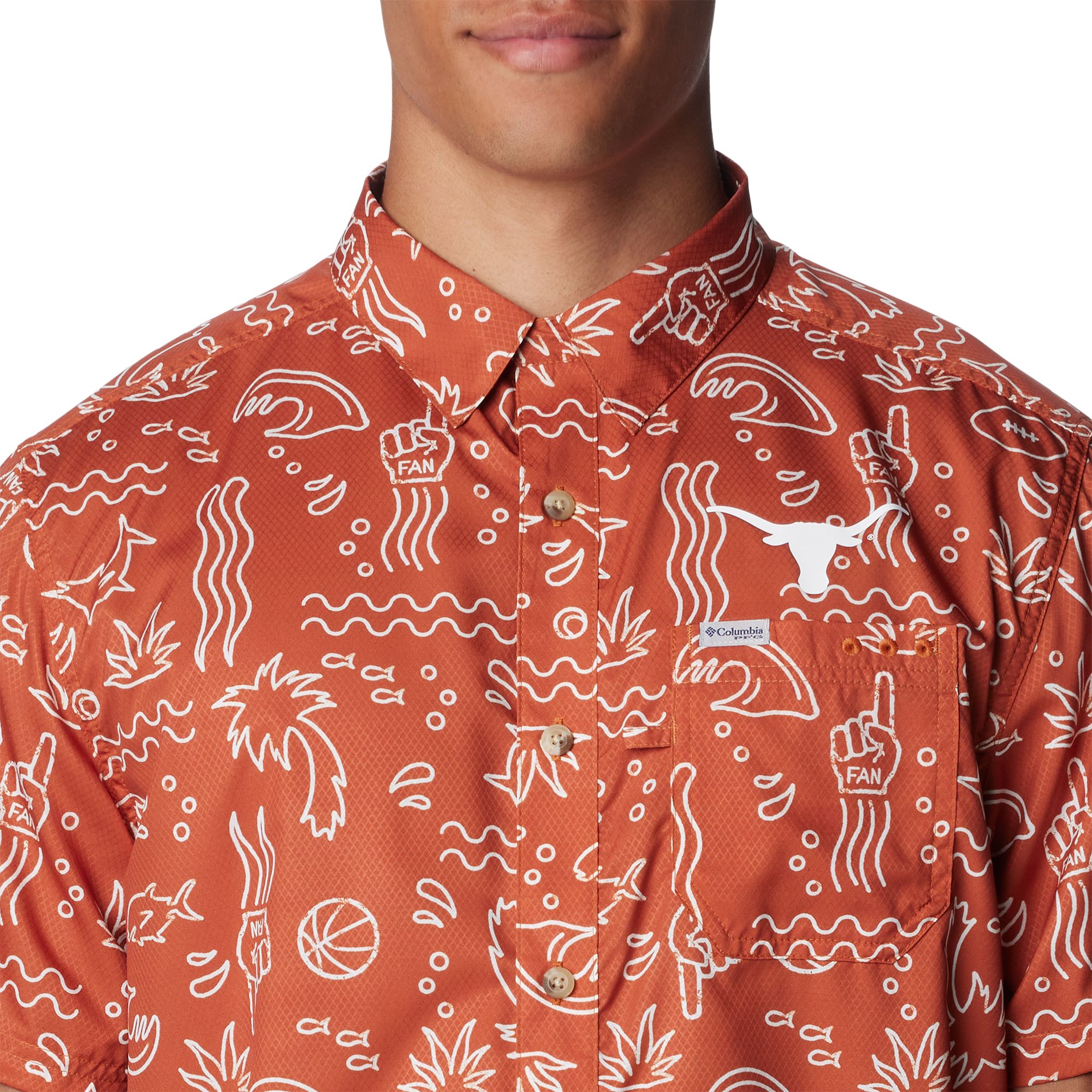 Columbia Men's Texas Longhorns Burnt Orange Super Slack Button Down Shirt product image