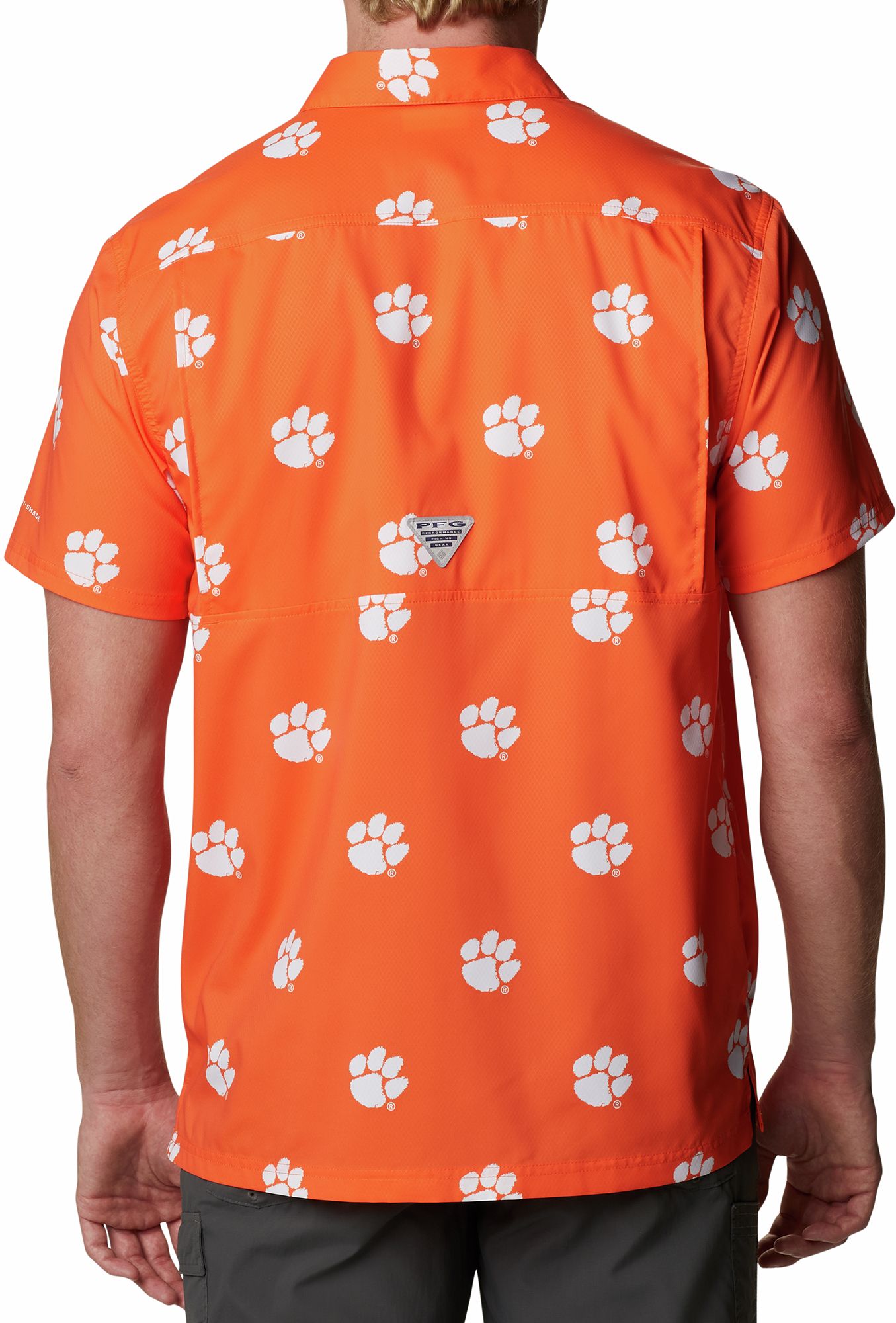 Columbia Men's Clemson Tigers Orange CLG Super Slack Tide Short Sleeve Shirt