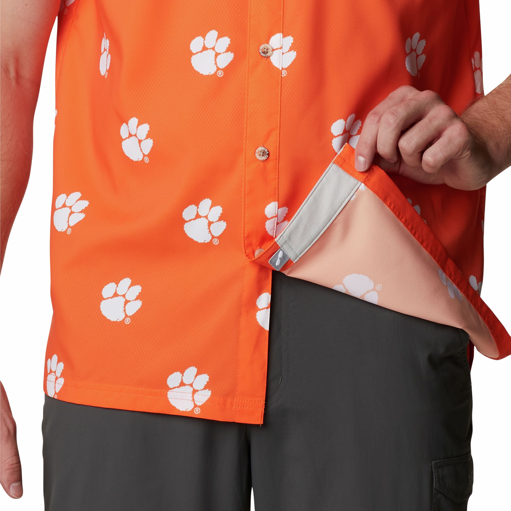 Columbia Men's Clemson Tigers Orange CLG Super Slack Tide Short Sleeve Shirt