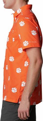 Columbia Men's Clemson Tigers Orange CLG Super Slack Tide Short Sleeve Shirt
