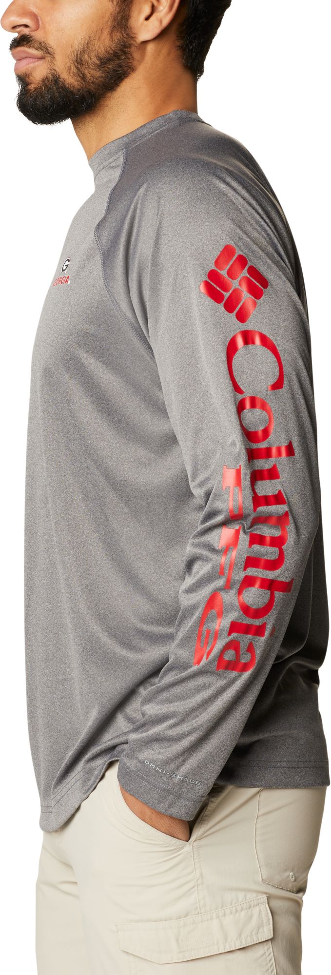 Columbia Men's Georgia Bulldogs Terminal Tackle Grey Long Sleeve T-Shirt