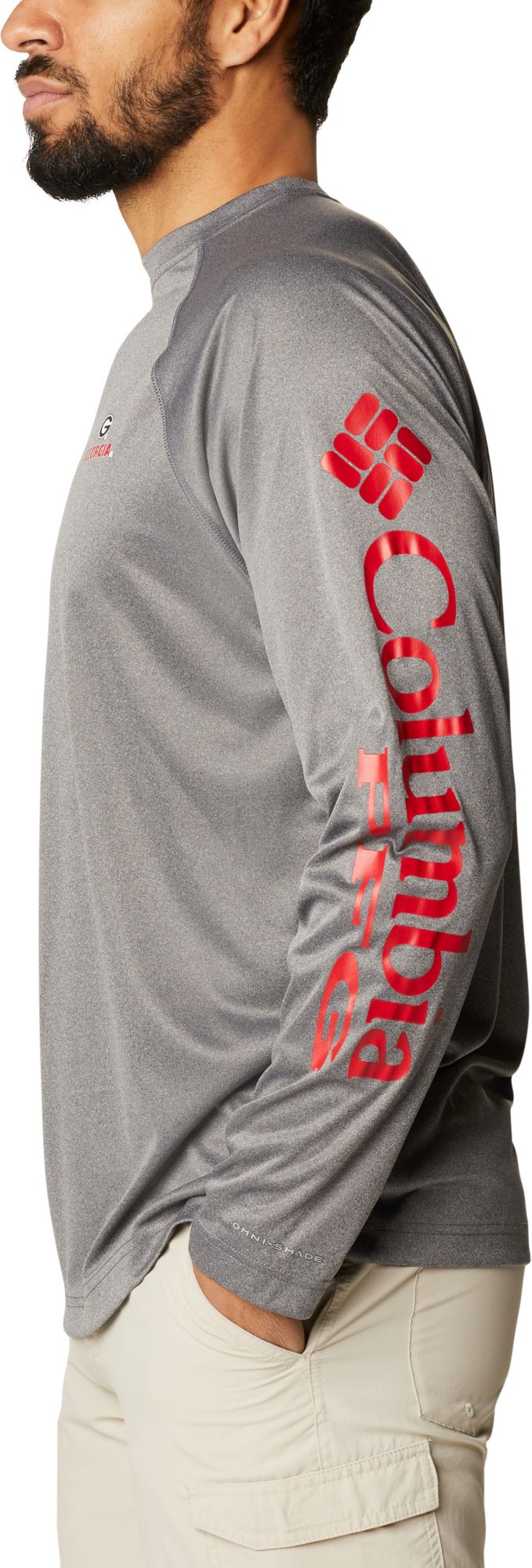 Columbia Men's Georgia Bulldogs Terminal Tackle Grey Long Sleeve T-Shirt product image