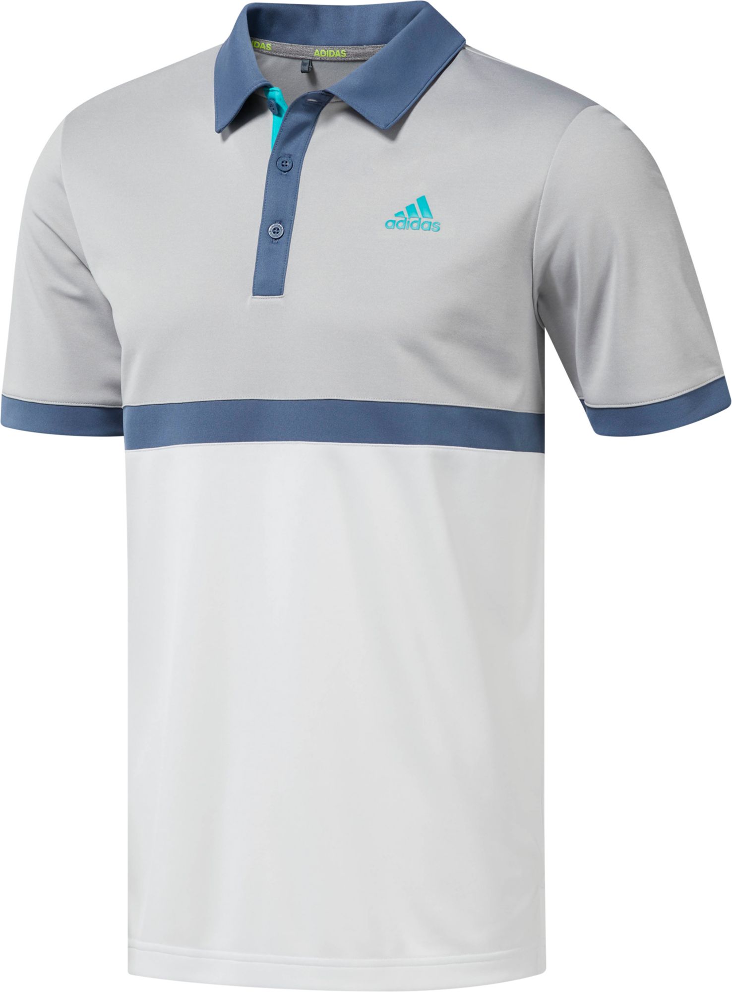 adidas men's heather color block golf polo