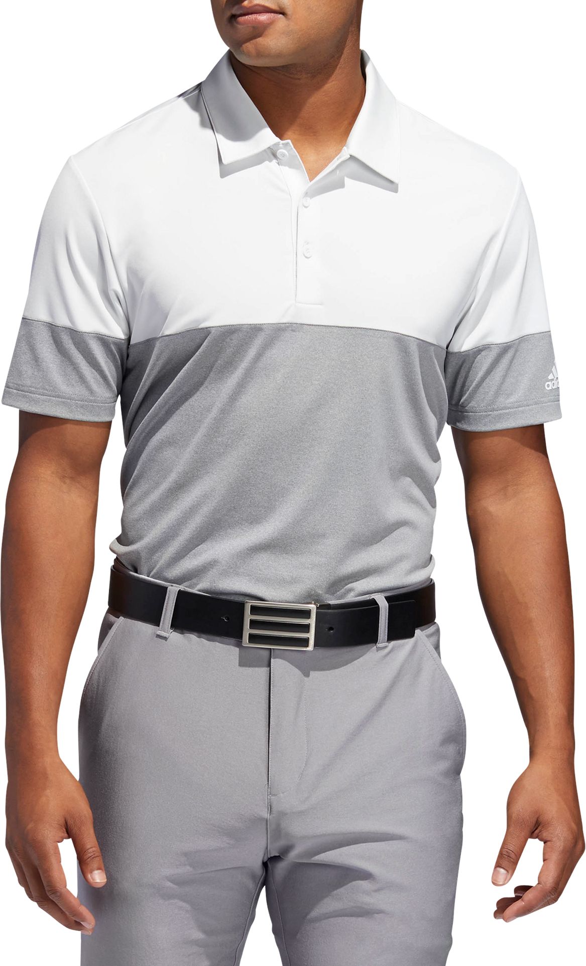 adidas men's drive heather block golf polo