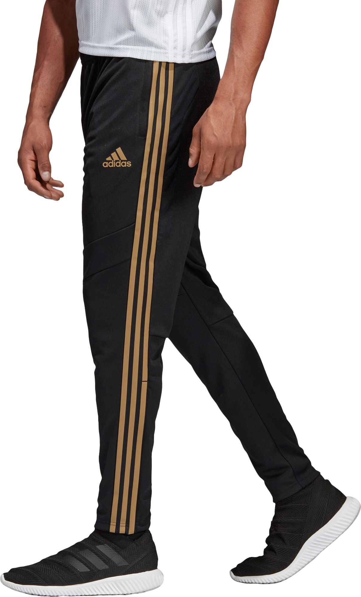 adidas track pants gold stripes