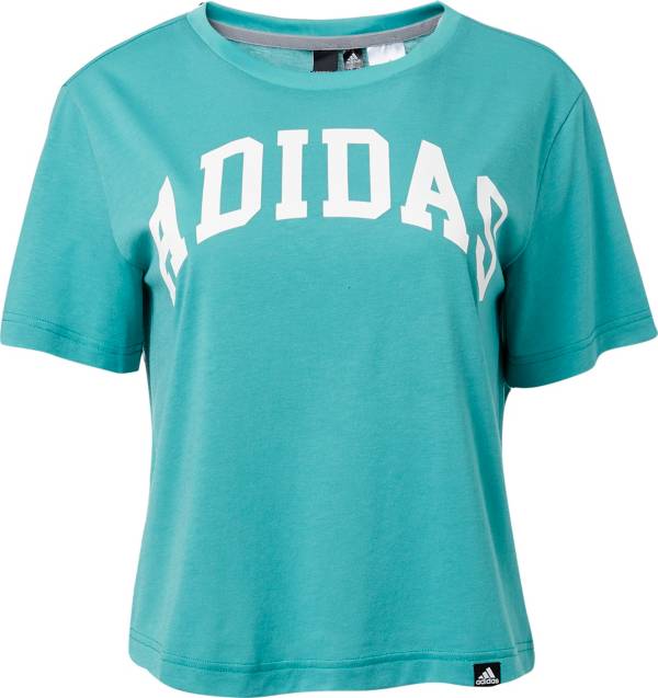 Adidas Women S Essentials Collegiate Graphic Cropped T Shirt