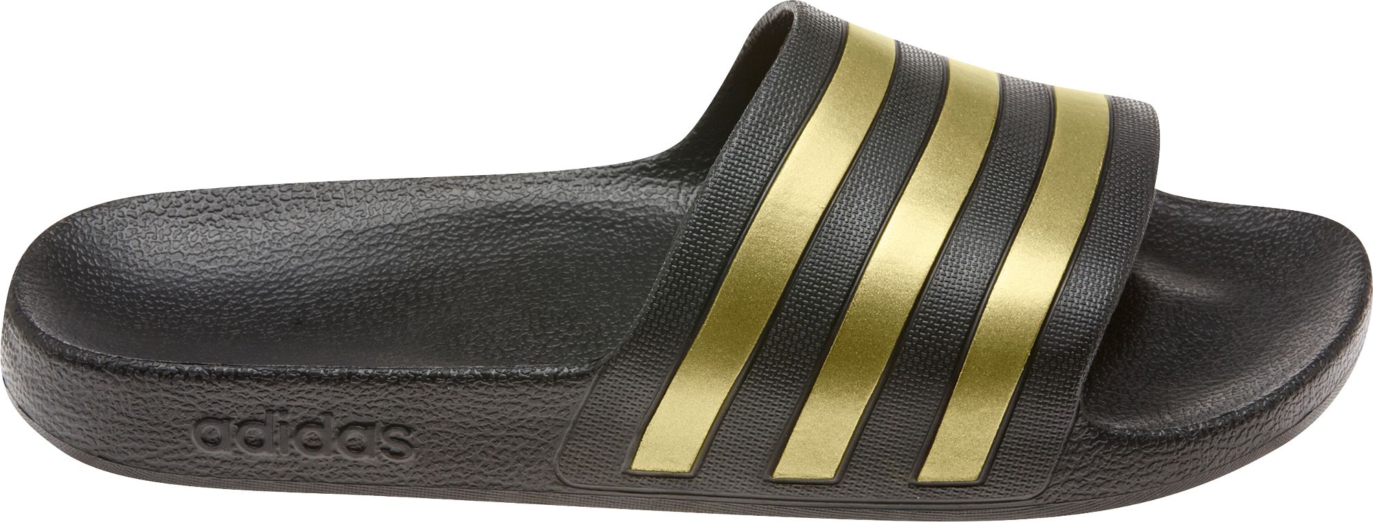 adidas slides womens black and gold