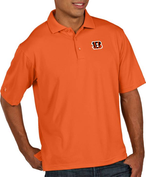 Antigua Men's Cincinnati Bengals Pique Xtra-Lite Performance Mango Polo