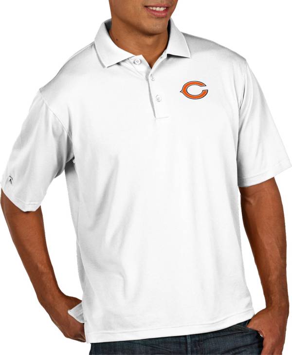 Antigua Men's Chicago Bears Pique Xtra-Lite Performance White Polo