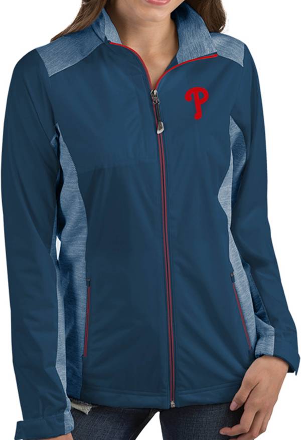 Antigua Women's Philadelphia Phillies Revolve Navy Full-Zip Jacket product image