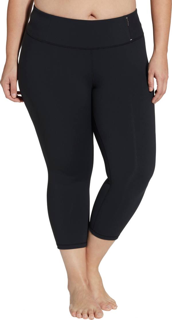 CALIA Women's Plus Size Essential No Seam Mid-Rise Capris