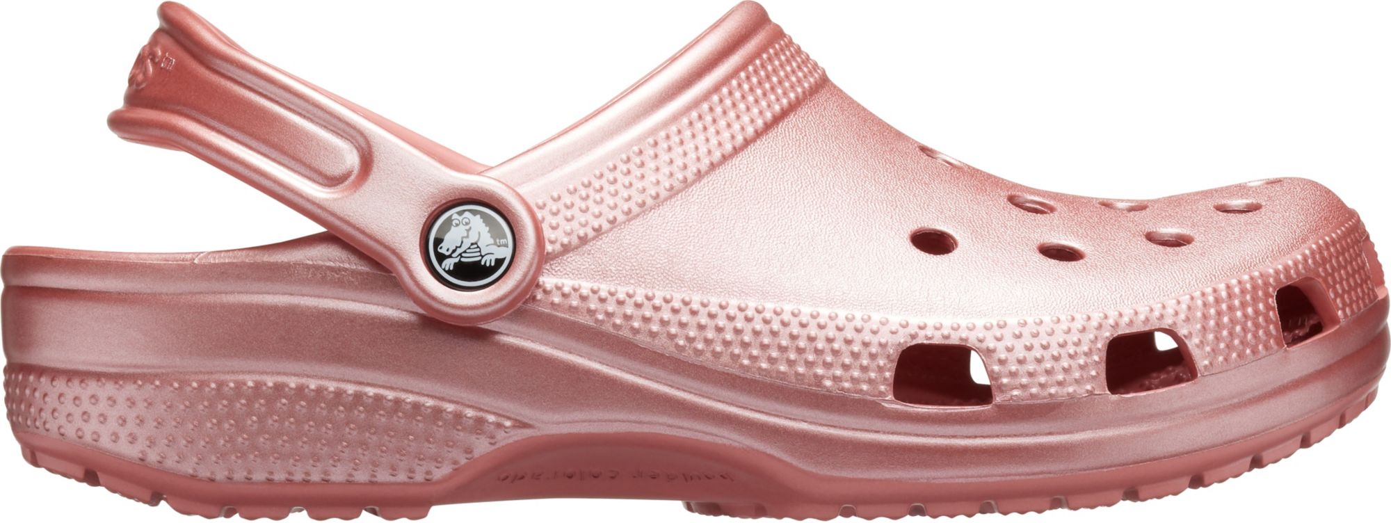 rose gold metallic crocs