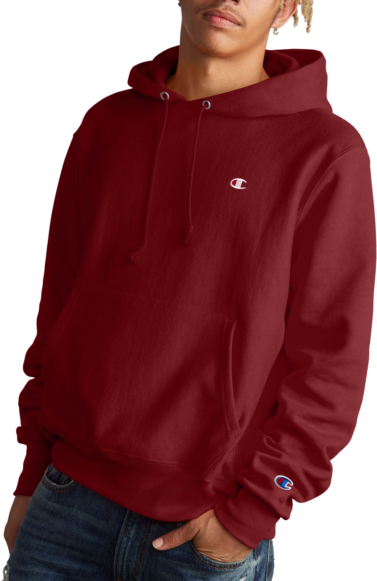 mens red champion hoodie