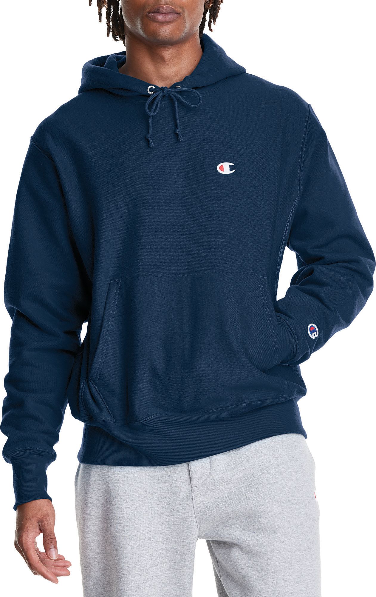 Champion reverse weave hoodie navy blue online