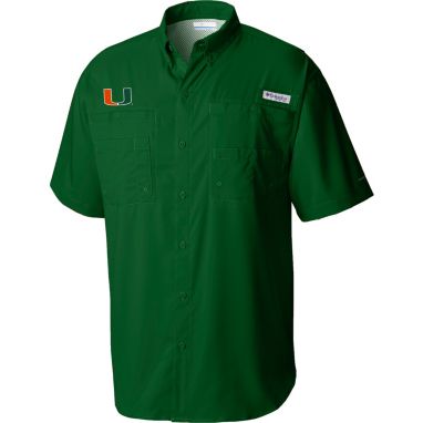 sorry, Columbia Men's Miami Hurricanes Green Tamiami Short Sleeve Button Down Shirt is currently out of stock