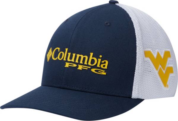 Columbia Men's West Virginia Mountaineers Blue/White PFG Mesh Fitted Hat product image
