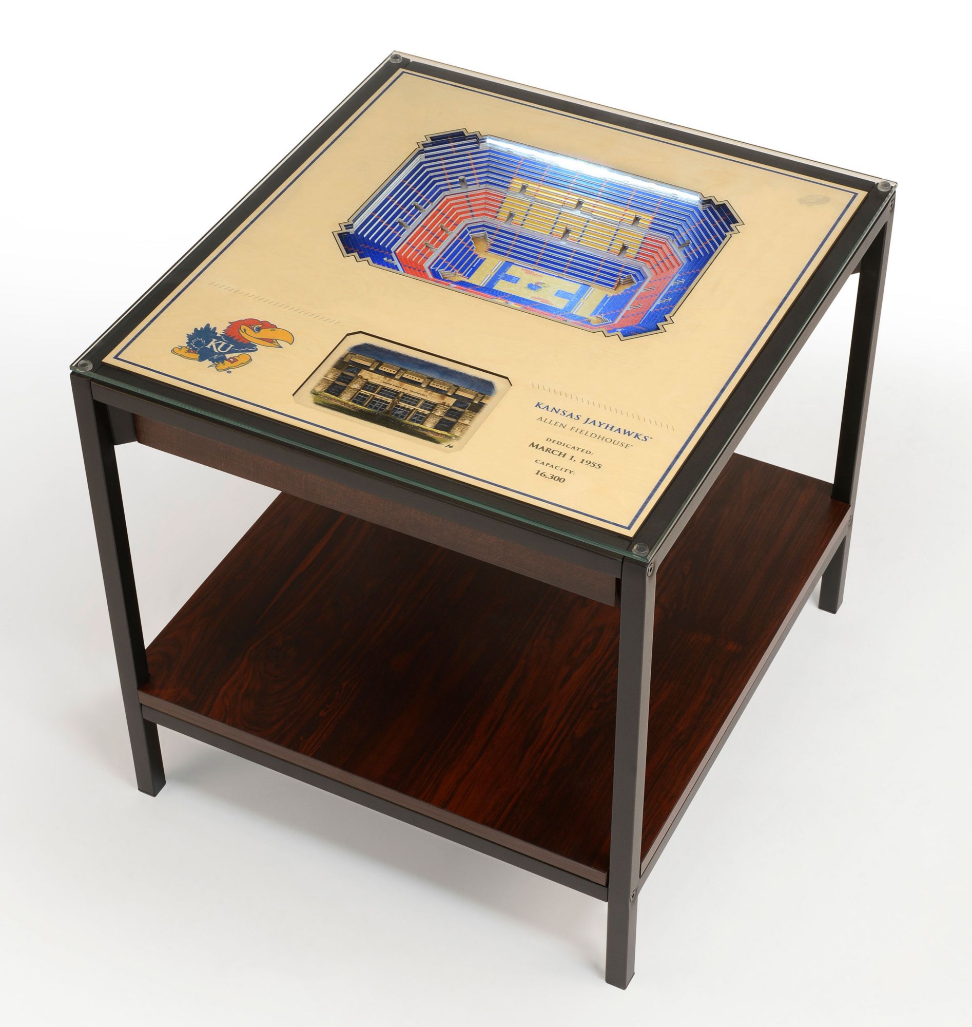 You The Fan Kansas Jayhawks 25-Layer StadiumViews Lighted End Table