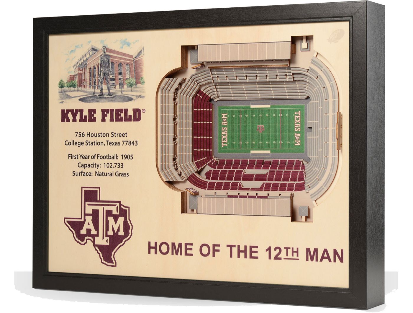 YouTheFan Texas A&M Aggies 5-Layer 3D Stadium Wall Art - 17"x13", Officially Licensed NCAA Decor 6 thumbnail image