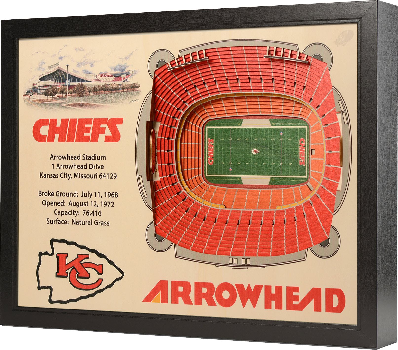 You the Fan Kansas City Chiefs 25-Layer StadiumViews 3D Wall Art