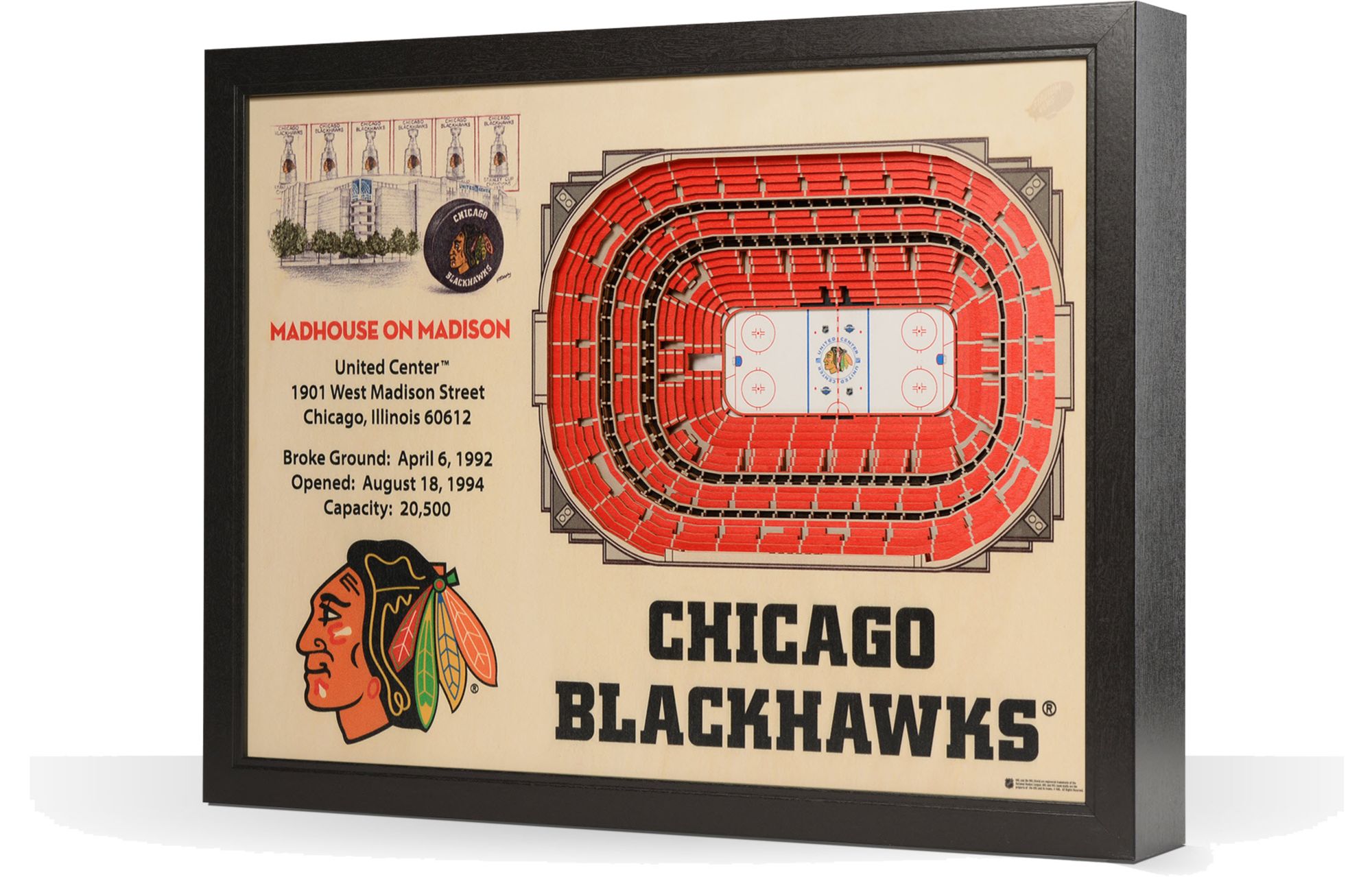 YouTheFan Chicago Blackhawks 25-Layer StadiumViews 3D Wall Art product image