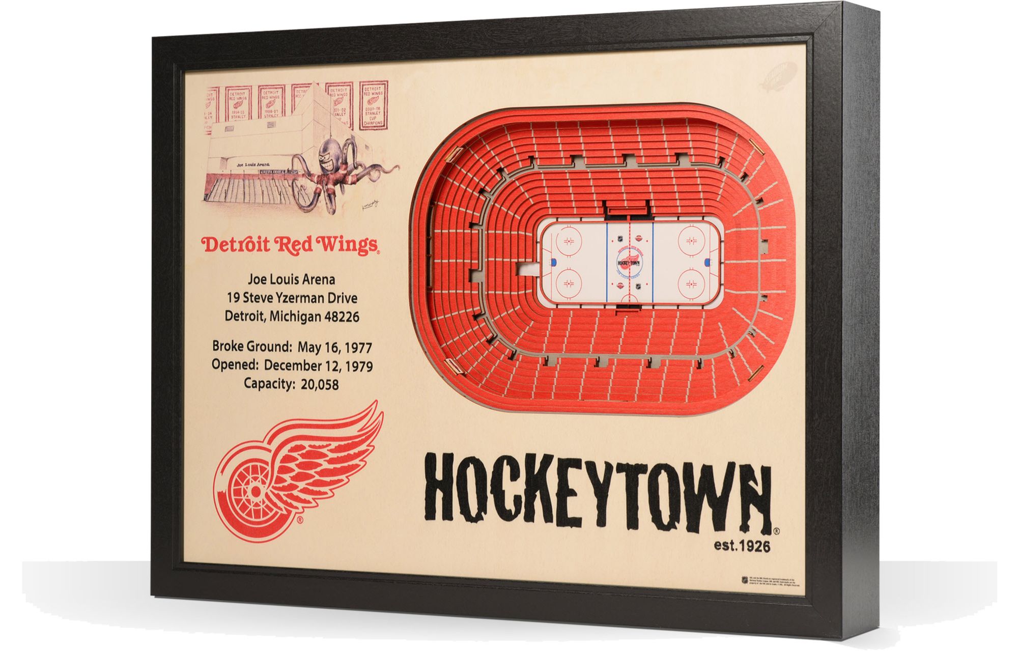YouTheFan Detroit Red Wings 25-Layer StadiumViews 3D Wall Art product image