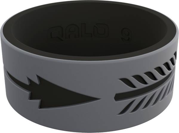 QALO Men's Strata Grey and Black Arrow Silicone Ring