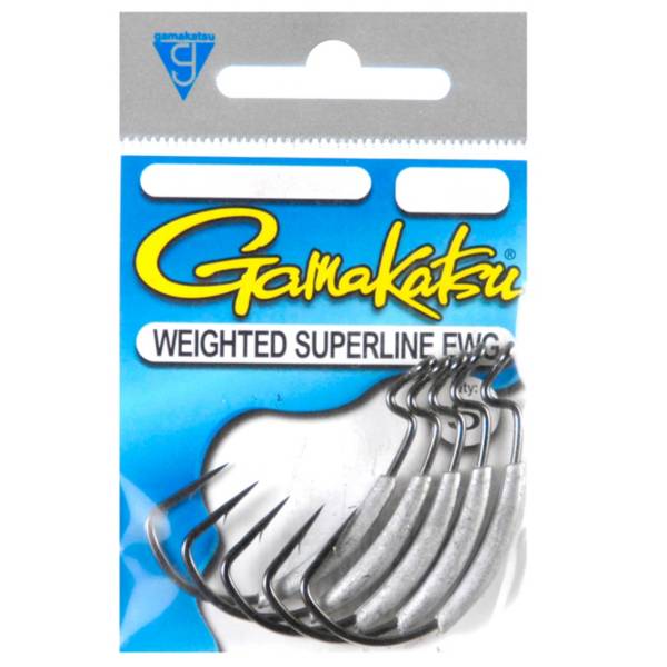 Gamakatsu Superline Weighted Hook #2/0 1/8 Oz Ringed Eye NS Black 5/Pk  74412-1/8 海外 即決 - スキル、知識