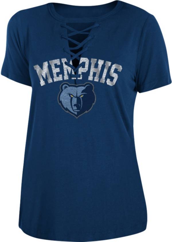 New Era Women's Memphis Grizzlies Lace-Up V-Neck T-Shirt