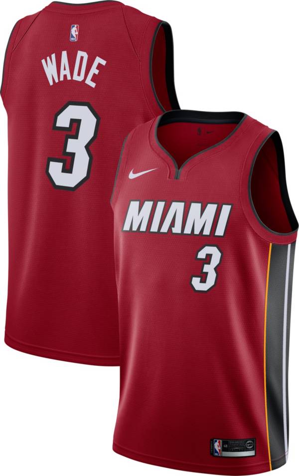 Nike Men S Miami Heat Dwyane Wade 3 Red Dri Fit Statement Swingman Jersey Dick S Sporting Goods