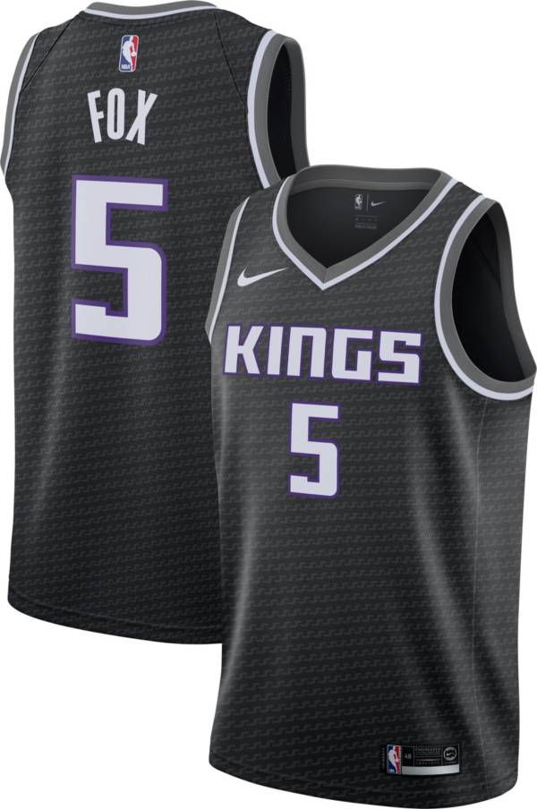 Nike Men S Sacramento Kings De Aaron Fox 5 Black Dri Fit