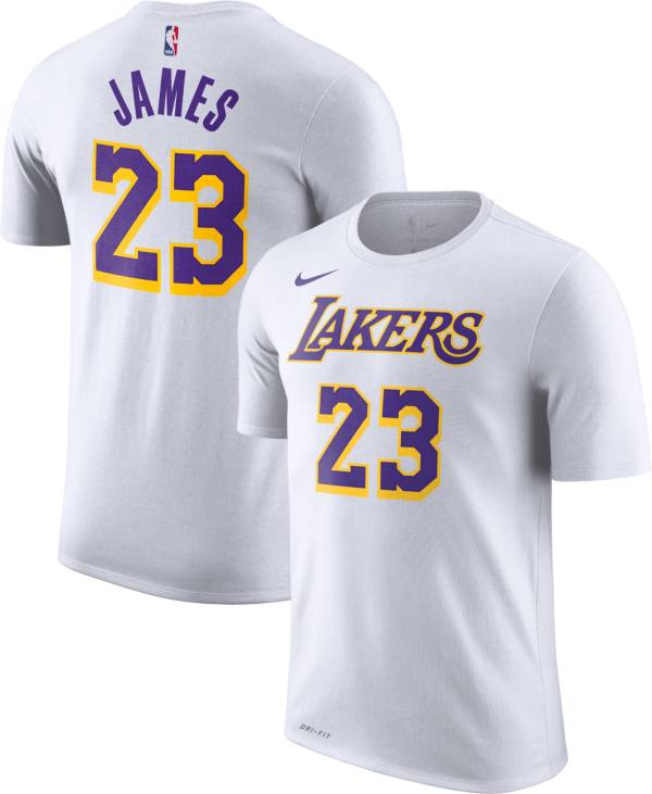 Nike Men&#39;s Los Angeles Lakers LeBron James Dri-FIT White T-Shirt | DICK&#39;S Sporting Goods