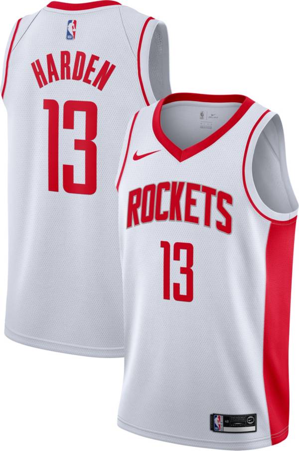 Nike Men S Houston Rockets James Harden 13 White Dri Fit Swingman Jersey Dick S Sporting Goods