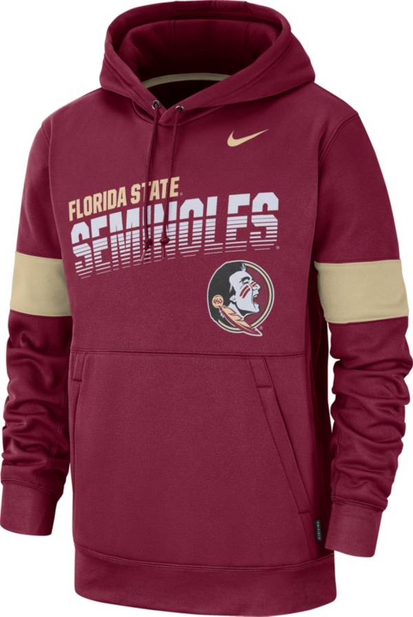 Nike Men S Florida State Seminoles Garnet Therma Football Sideline Pullover Hoodie Dick S Sporting Goods