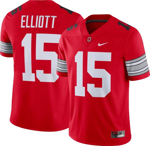 Nike Men's Ezekiel Elliott Ohio State Buckeyes #15 Scarlet Dri-FIT Game Football Jersey