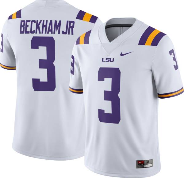 Nike Men's LSU Tigers Ja'Marr Chase #1 Dri-Fit Game Football White Jersey, Large