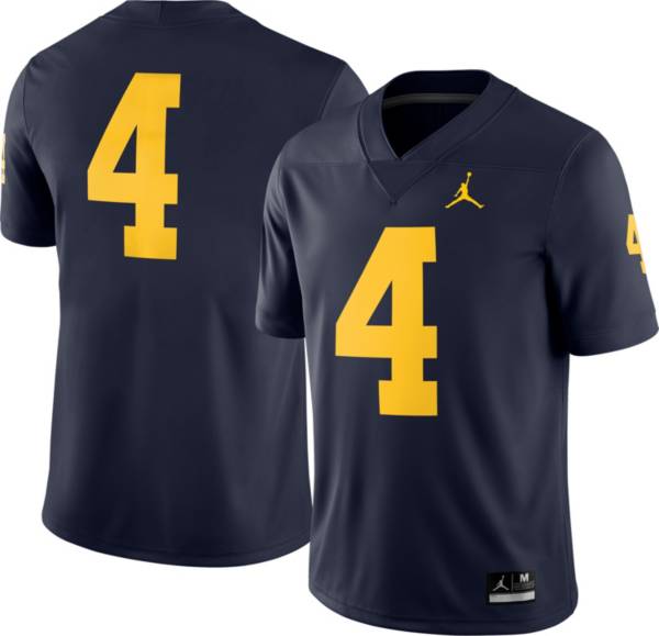 Jordan Men's Michigan Wolverines #4 Blue Dri-FIT Game Football Jersey