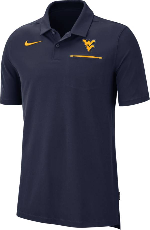 Nike Men's West Virginia Mountaineers Blue Dri-FIT Elite Football Sideline Polo