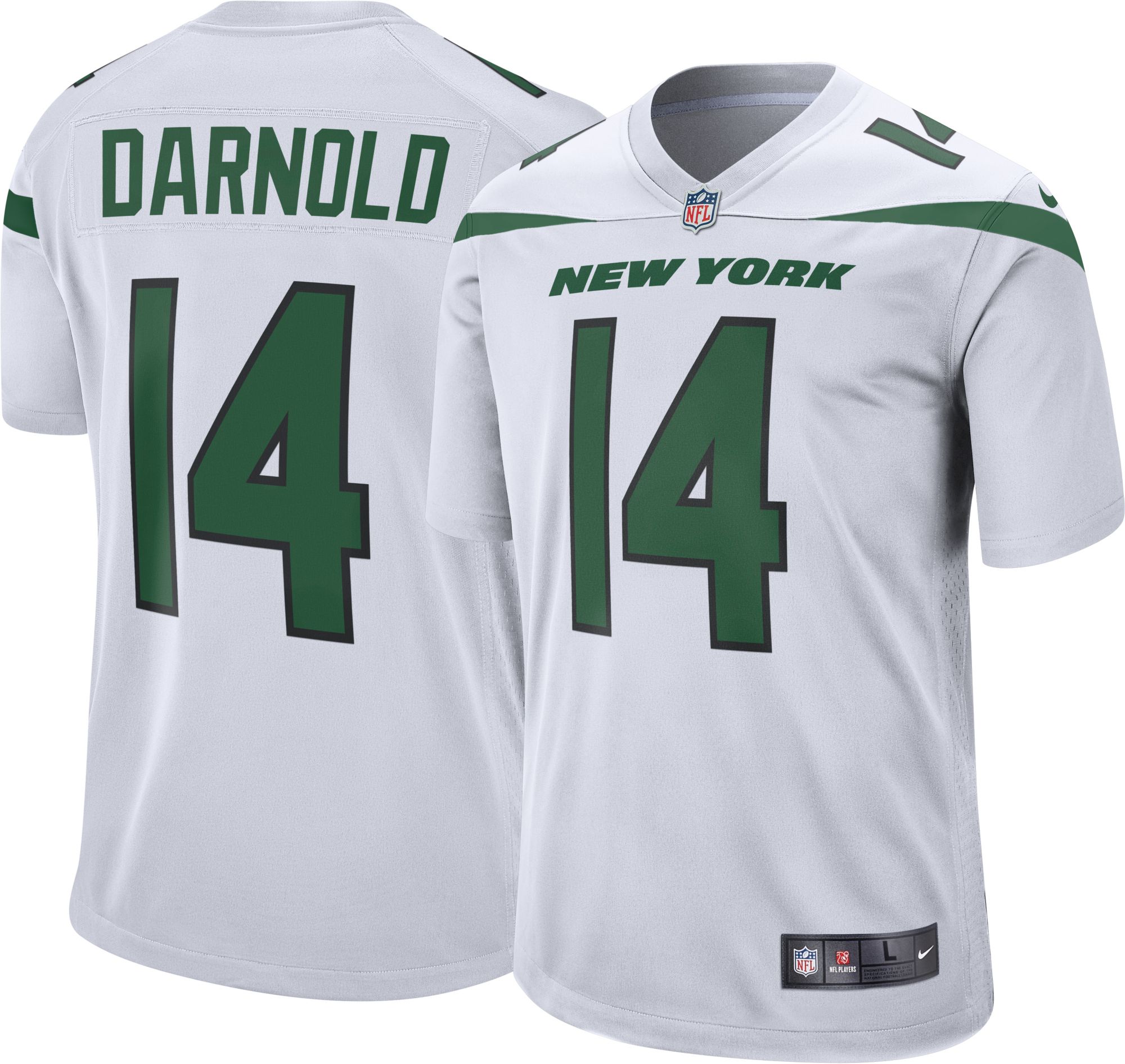 Nike New York Jets #14 White & Green Sam Darnold Jersey Mens Sz M