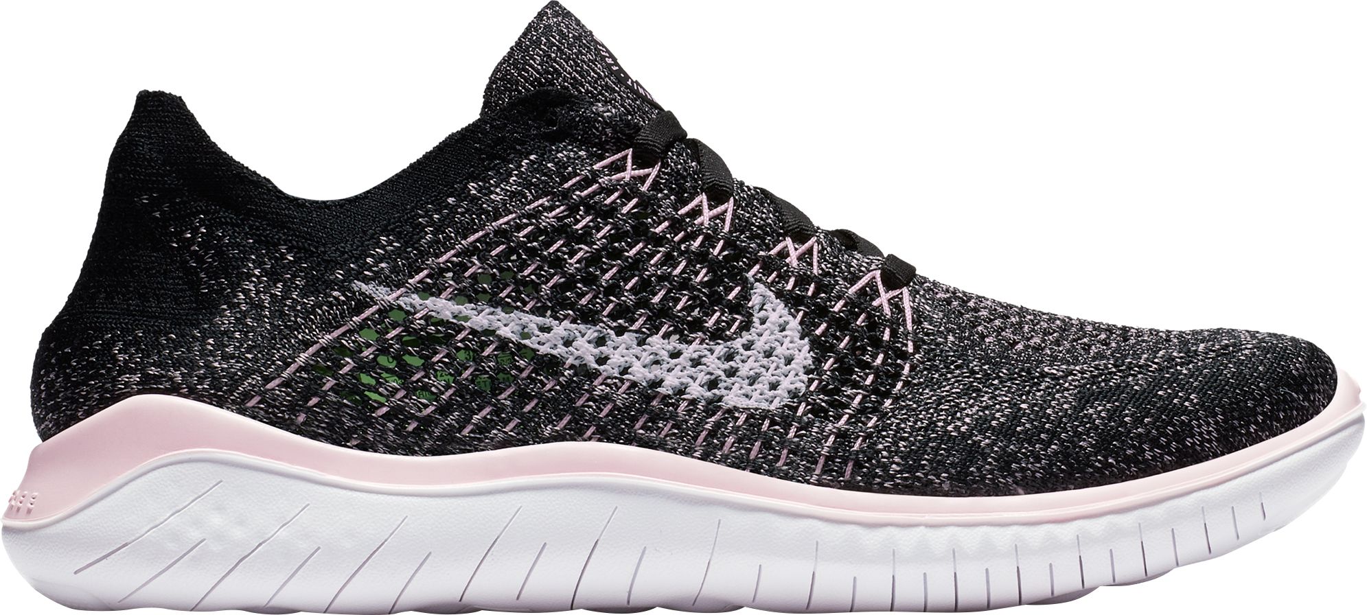 nike free run flyknit womens black