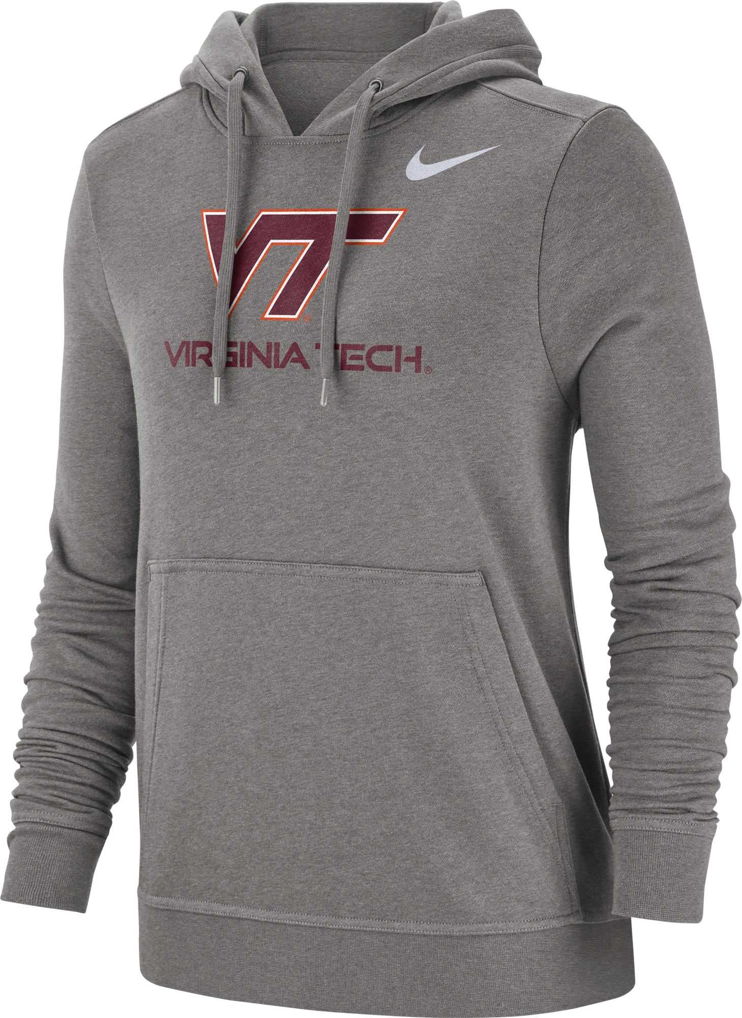 Nike Women's Virginia Tech Hokies Grey Club Fleece Pullover Hoodie