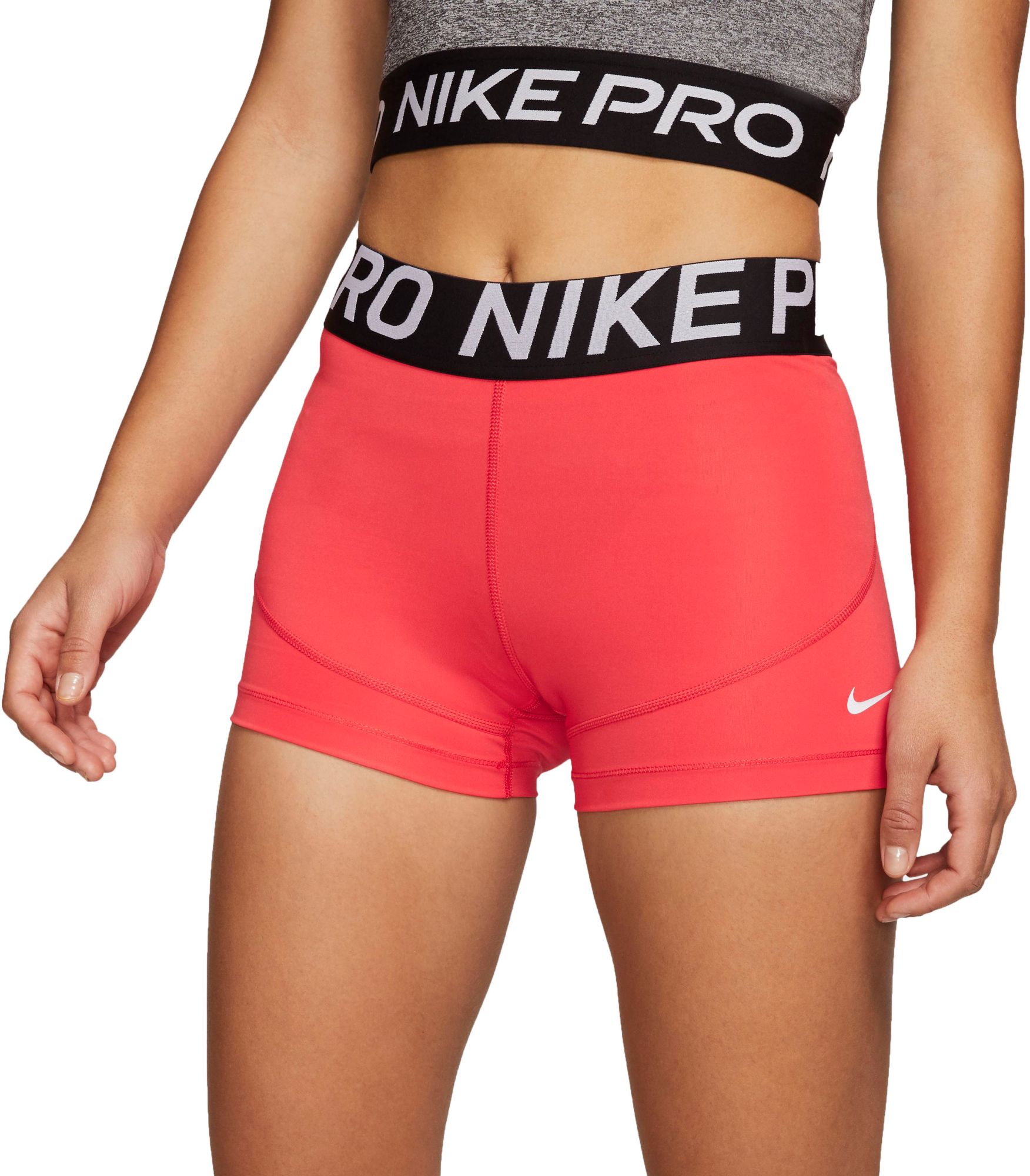 red nike pro shorts womens