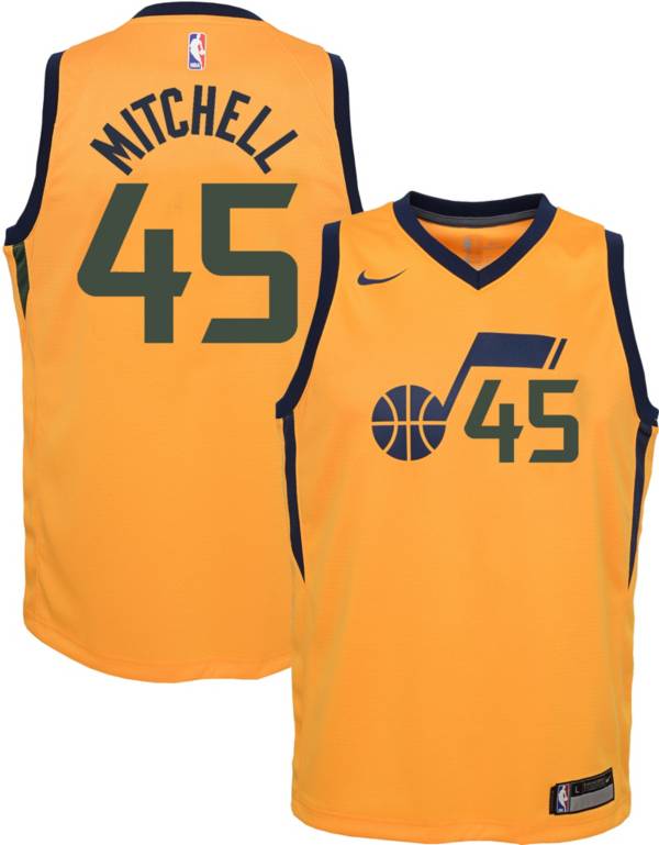 Nike Youth Utah Jazz Donovan Mitchell 45 Gold Dri Fit Statement Swingman Jersey Dick S Sporting Goods