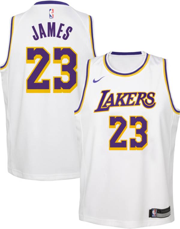 Nike Youth Los Angeles Lakers LeBron James Dri-FIT White Swingman Jersey