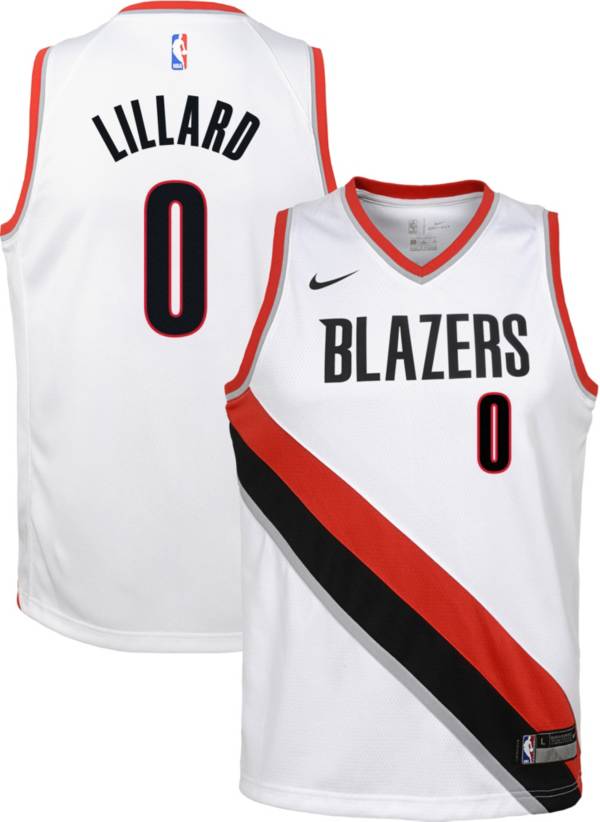 Nike Youth Portland Trail Blazers Damian Lillard #0 White Dri-FIT Swingman Jersey