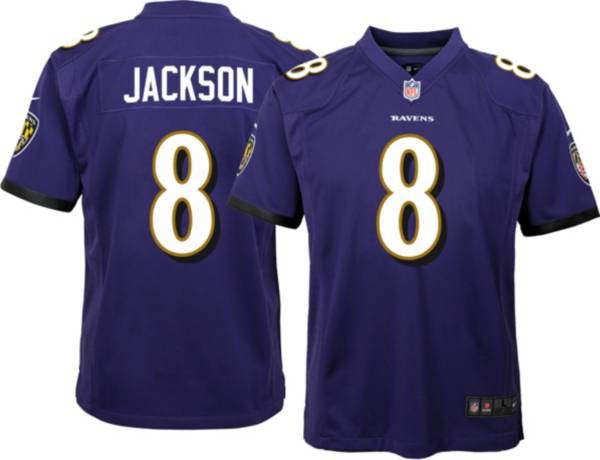 Nike Youth Baltimore Ravens Lamar Jackson #8 Purple Game Jersey