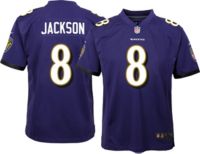 Dick's Sporting Goods Nike Men's Baltimore Ravens Lamar Jackson #8  Atmosphere Grey Game Jersey