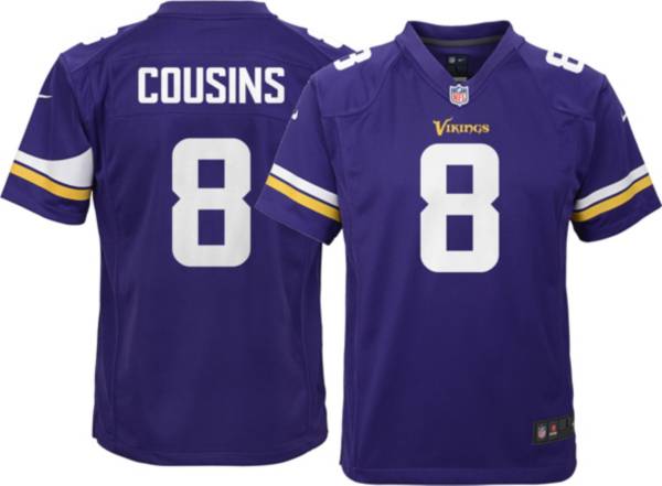 Minnesota Vikings Kirk Cousins #8 Purple Boys Youth Football Jersey NWT