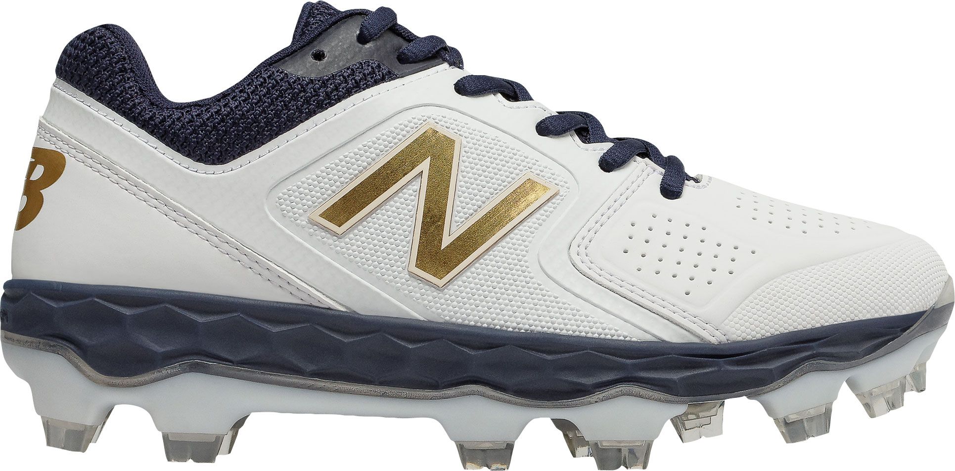 white and gold new balance cleats