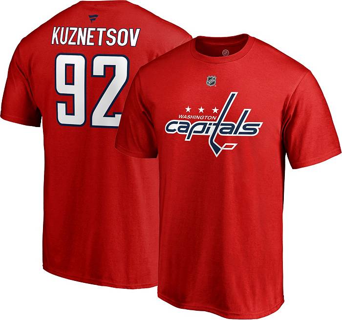 Fanatics Branded NHL Men's Washington Capitals Evgeny Kuznetsov #92 Red Player T-Shirt, Small