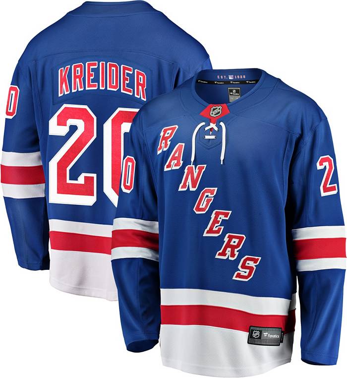Fanatics Branded NHL Men's New York Rangers Chris Kreider #20 Breakaway Home Replica Jersey, Medium, Blue